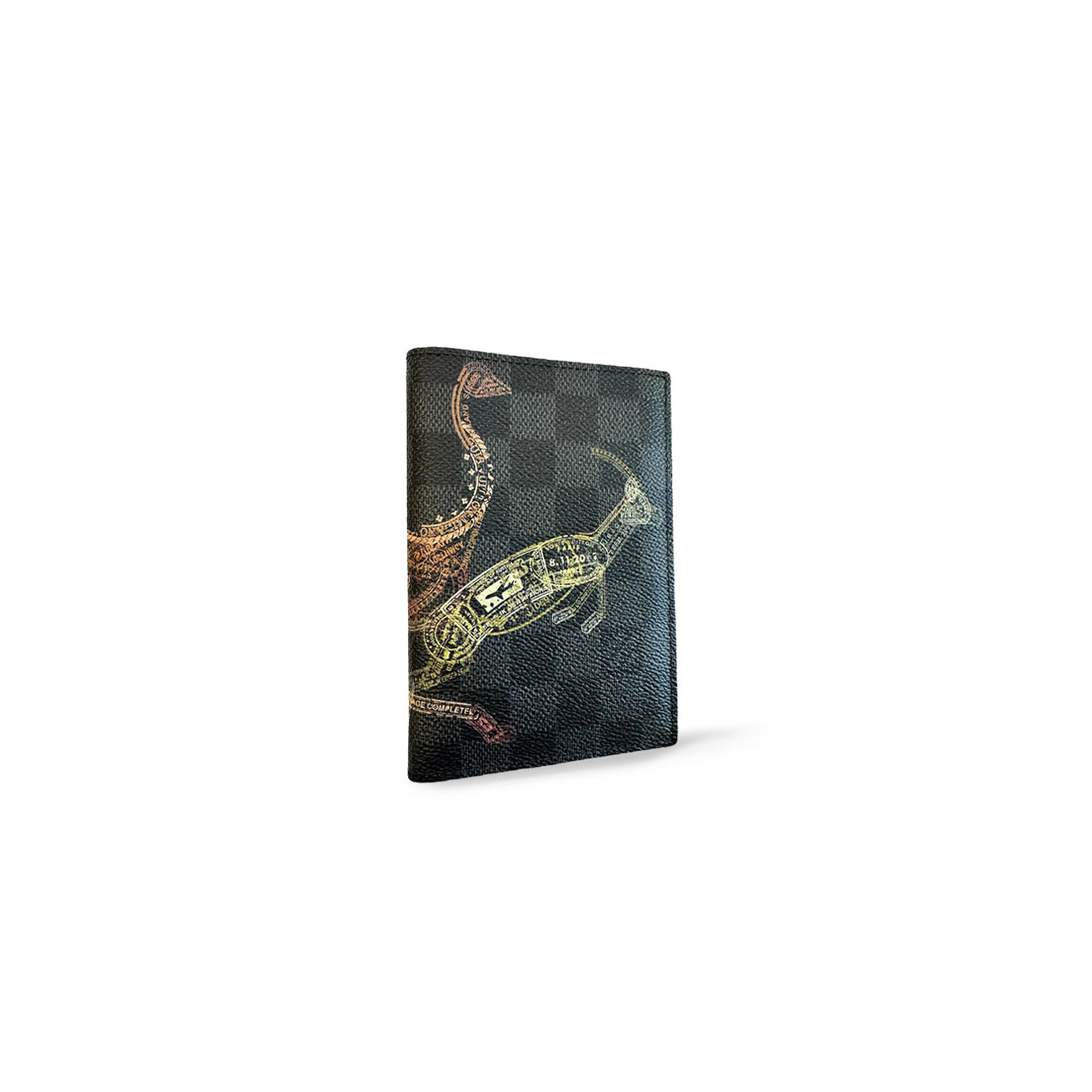 LOUIS VUITTON MASTER DAMIER GRAPHITE STAMPS PASSPORT COVER OLIVE N64604 (14*10*2.5cm)